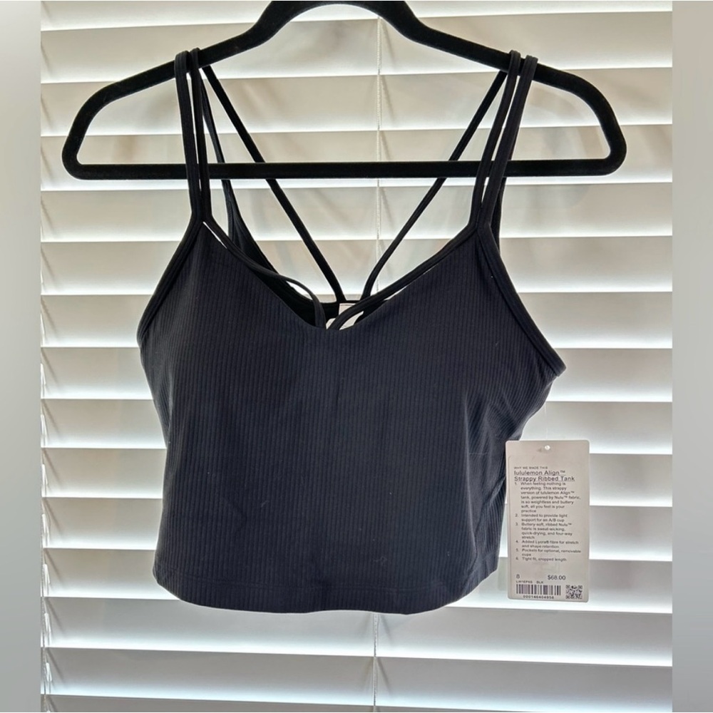 Lululemon Align Strappy Ribbed Tank Top, NWT, Size 8, Black